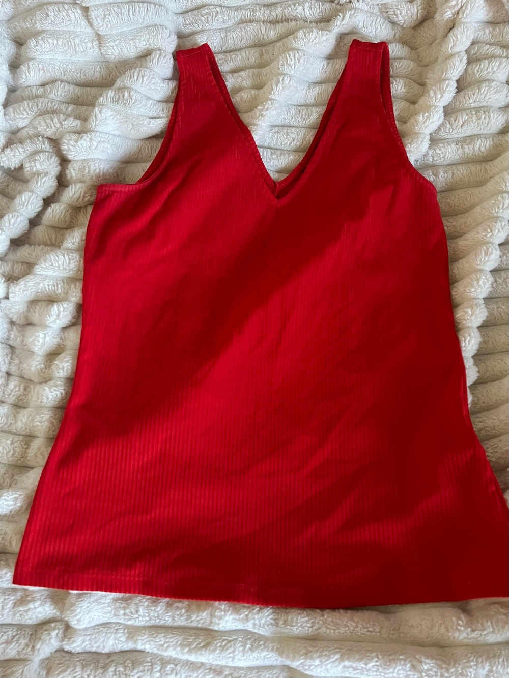 Vero Moda Red Ribbed V-Neck Tank Top